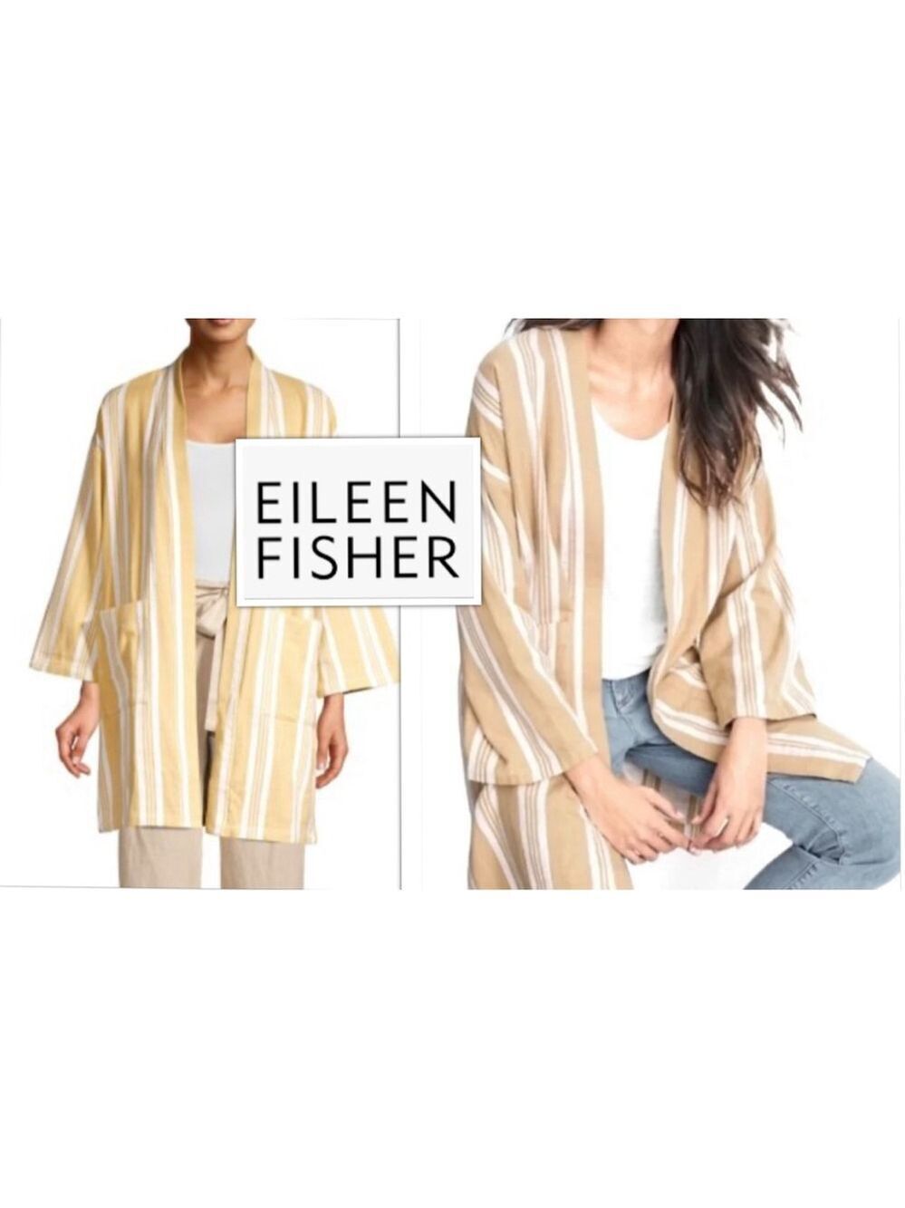 Eileen Fisher Coastal Layer Piece Oversized Kimono Jacket Organic-Cotton size S